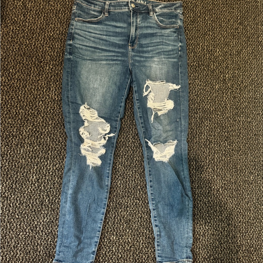 Distressed America Eagle Blue Jeans